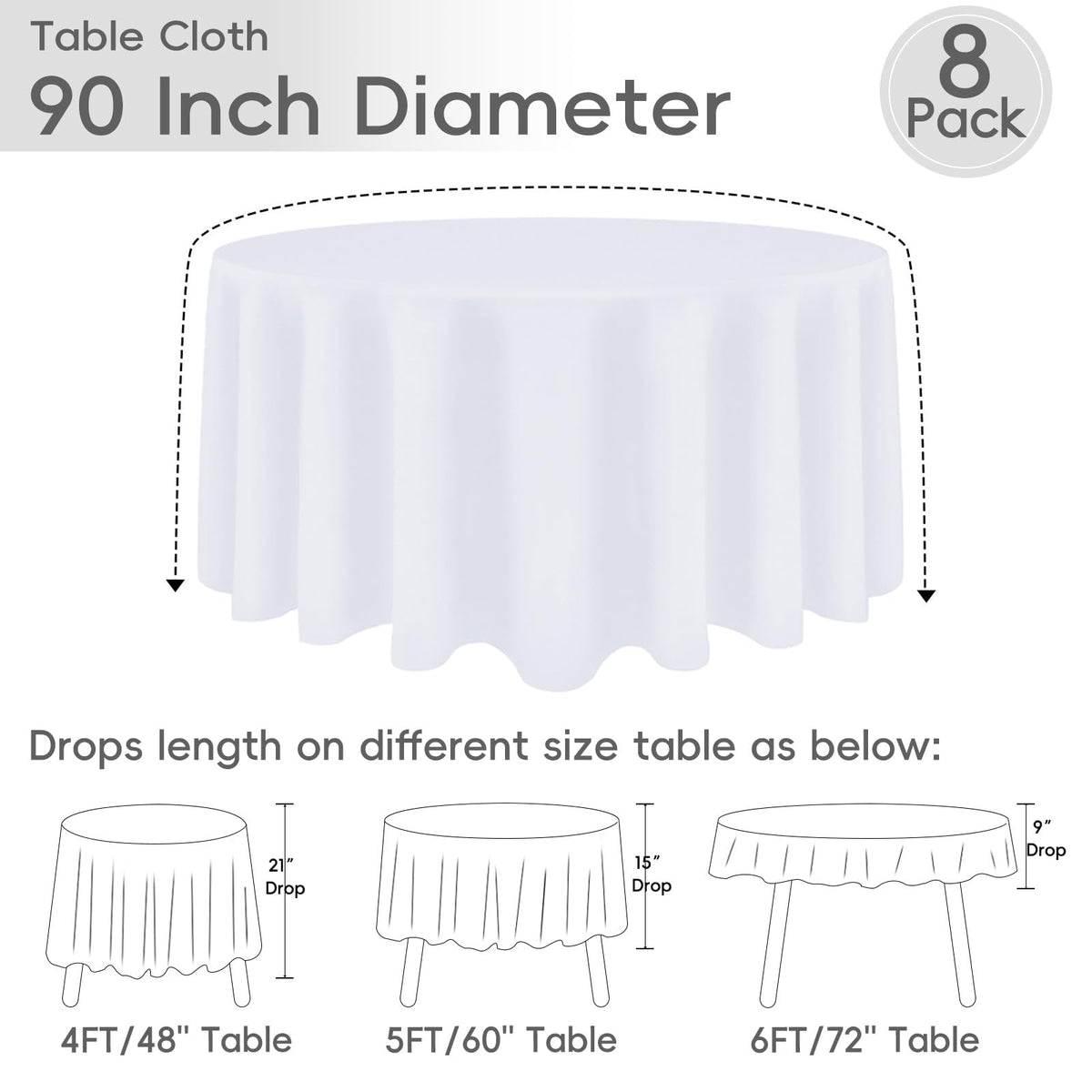 RestfulGlow white tablecloth closeup shows wrinkle-free premium fabric