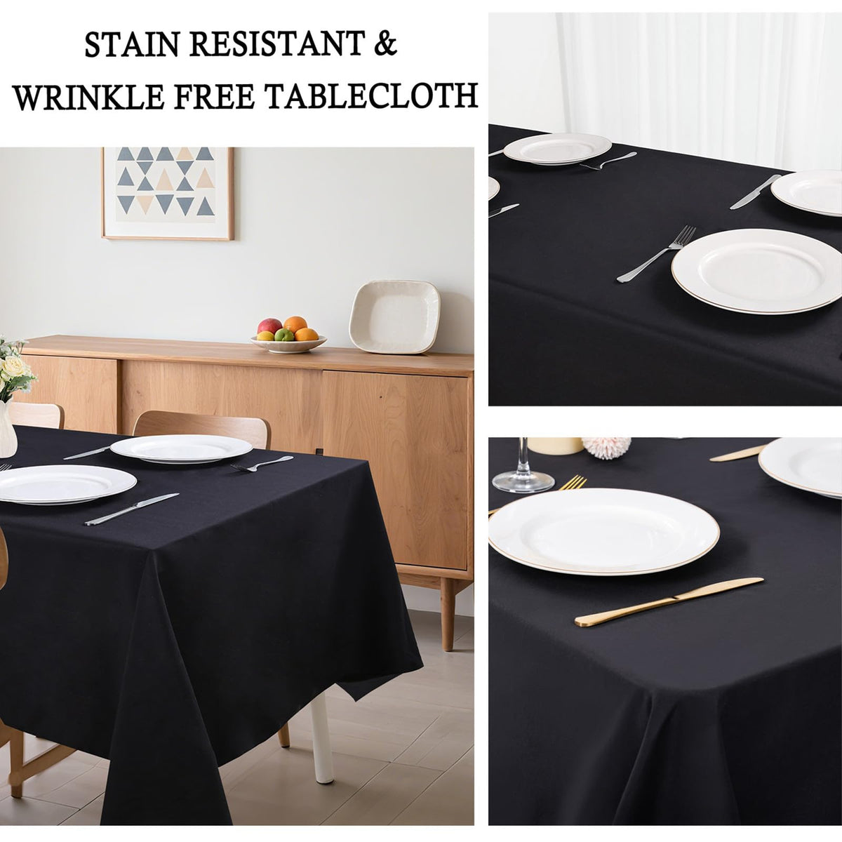 RestfulGlow black tablecloth on a table at an outdoor event