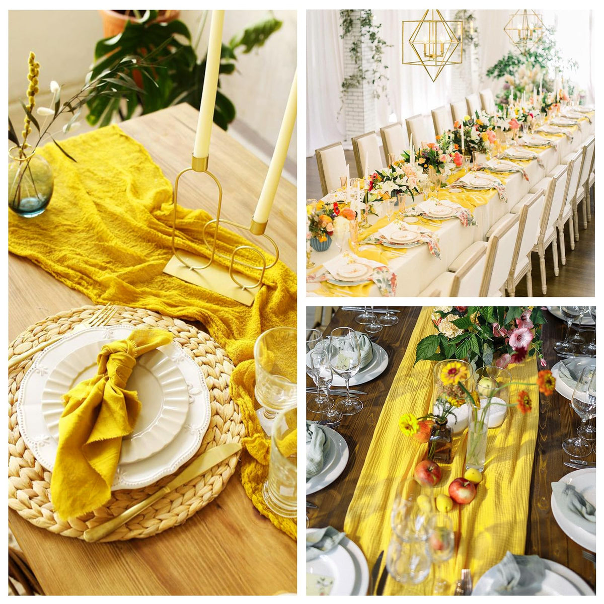 RestfulGlow yellow table runner for chair sash and gift wrap accents at events