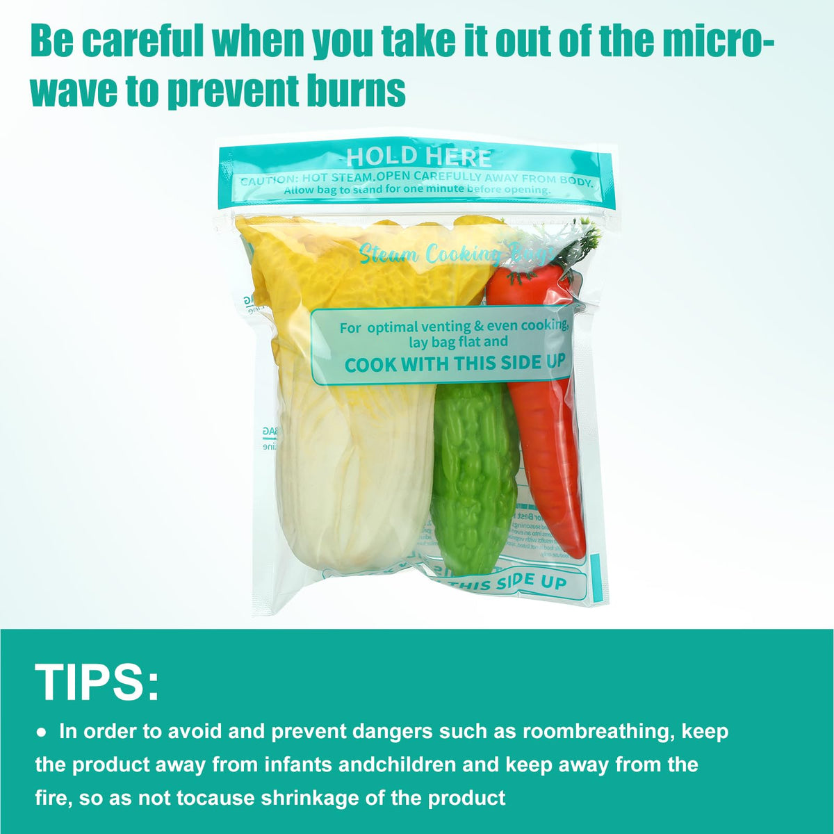 Resurhang bags feature printed cooking times to guide meal prep.