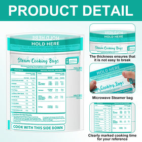 Resurhang zipper microwave steam bag for meat, sealing juices during steaming.