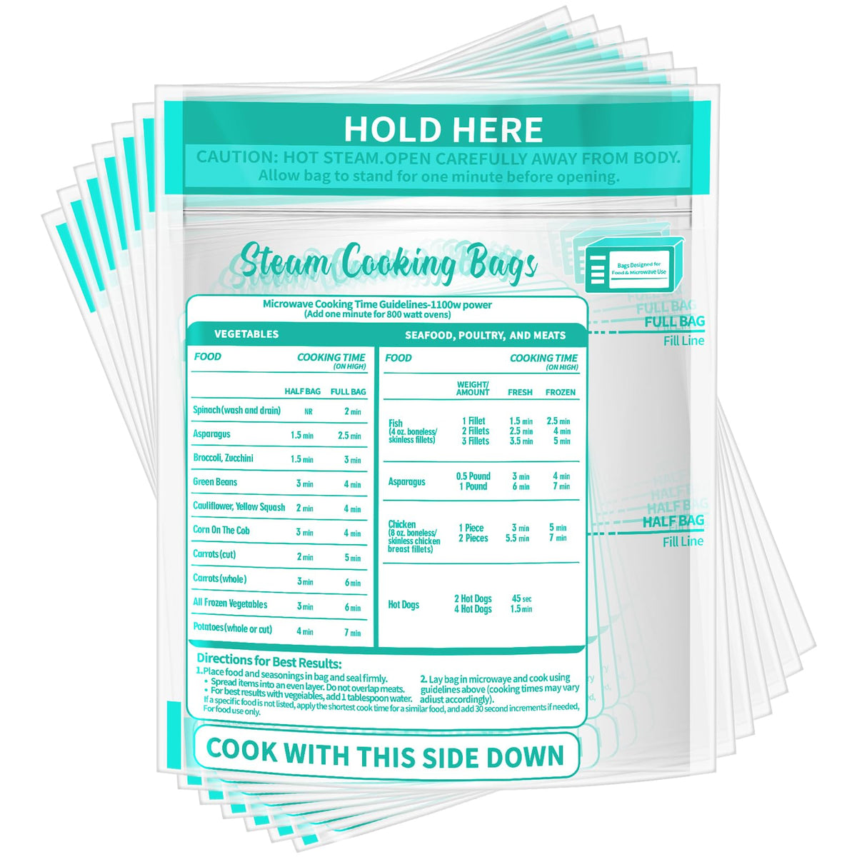 Resurhang zipper microwave steam bag for vegetables, quick steaming with nutrient preservation.
