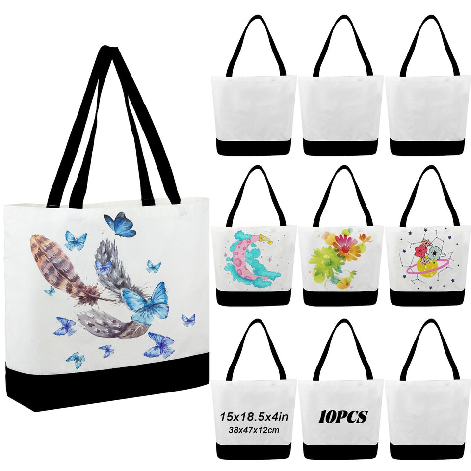Retainbre tote bag blank ready for sublimation on a roomy 15 by 18.5 inch canvas