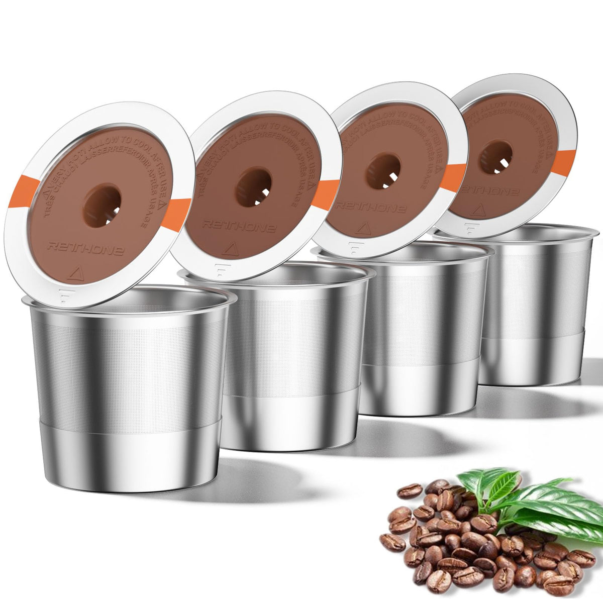 RETHONE stainless steel K Cup pod outer for durable, reusable brewing with Keurig.