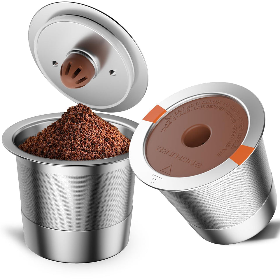 RETHONE stainless steel reusable K cup filter for Keurig machines delivers fresh flavor.