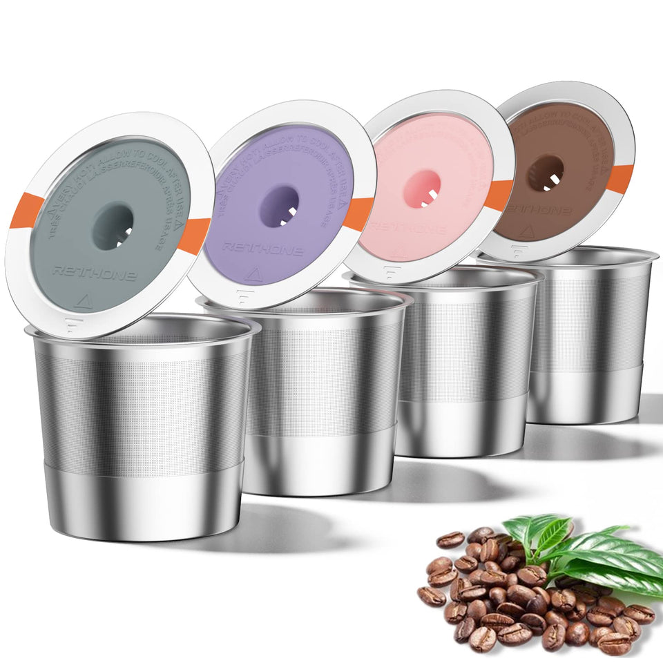 RETHONE K Cup reusable pods stainless steel front view highlighting durable design