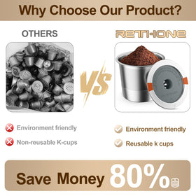 RETHONE stainless-steel K-Cup filter (SUS 304) for richer flavor and durable reuse