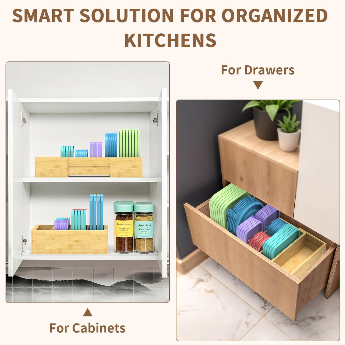 Retro Shaw adjustable dividers enable customizable lid compartments.