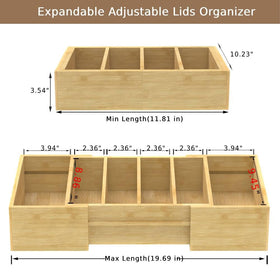 Retro Shaw bamboo lids organizer front view highlights durable, eco-friendly construction.