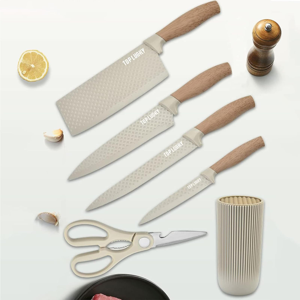 RETROSOHOO khaki kitchen scissors for herbs and packaging