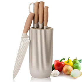 RETROSOHOO khaki knife set with star-texture blades for smooth slicing