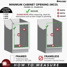 Rev-A-Shelf tip-out tray dimensions 11W x 2.13D x 3.81H for planning.
