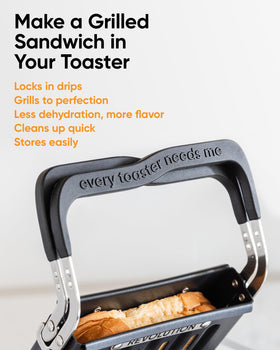 Revolution Toastie Press cheese melt close-up highlights creamy fillings with even heat