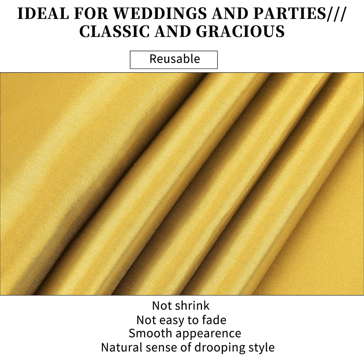 REWOMC satin runner drape highlighting smooth flow and drape.