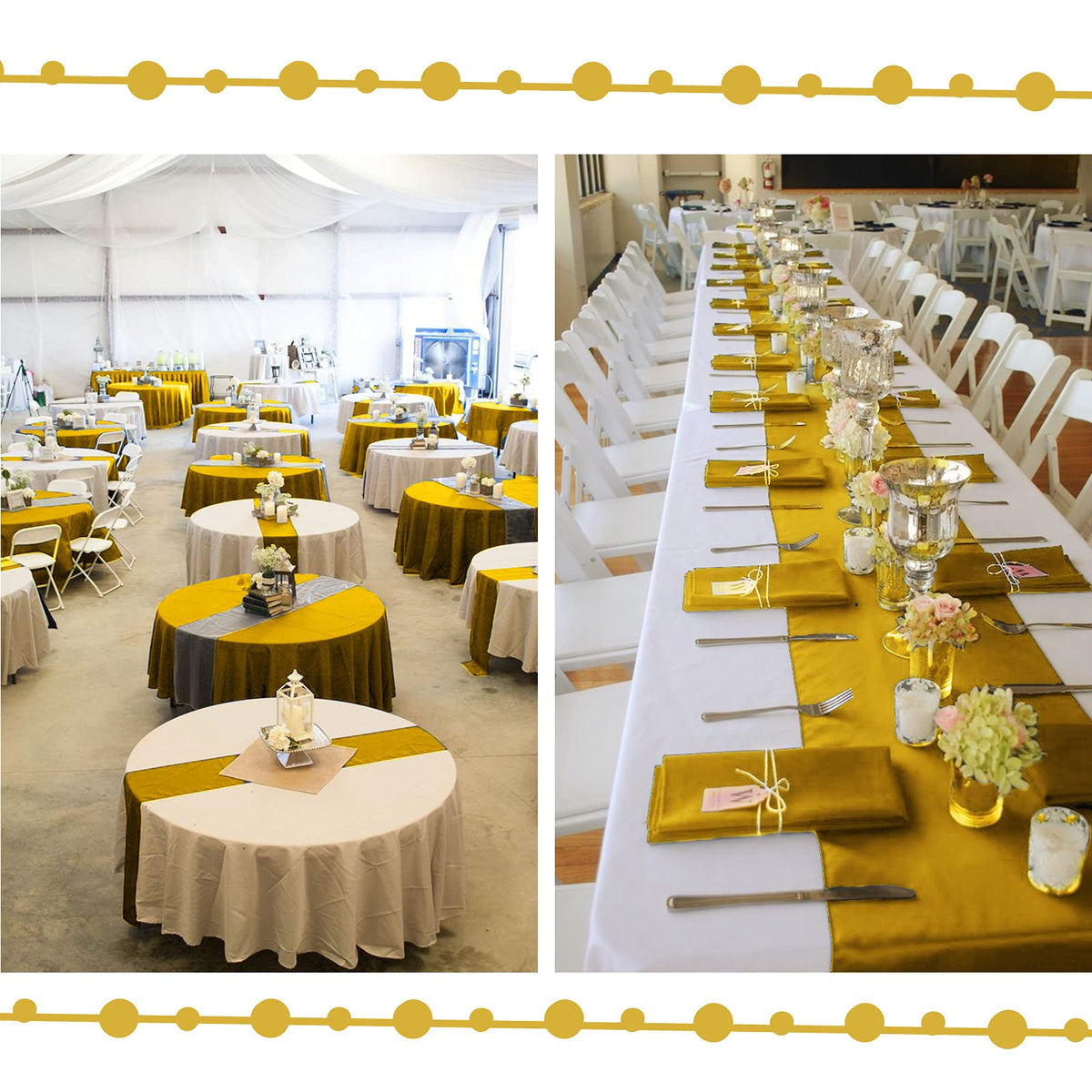 REWOMC versatile gold runner for birthdays, banquets, and celebrations.