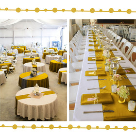 REWOMC versatile gold runner for birthdays, banquets, and celebrations.