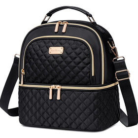 REXMONA lunch bag front view showing double compartments for organized meals