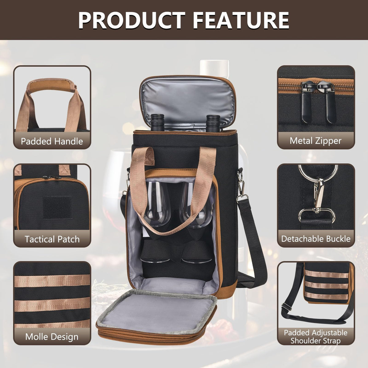 Rexmore 10L capacity fits two bottles plus accessories