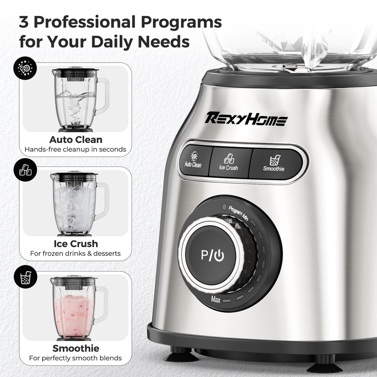 REXYHOME blender 8 speeds and pulse for precise textures