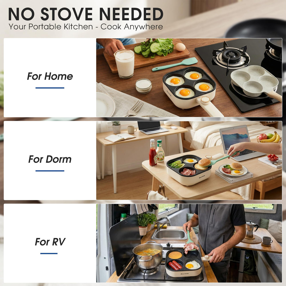 REXYHOME seamless nonstick surface for easy cleaning after cooking