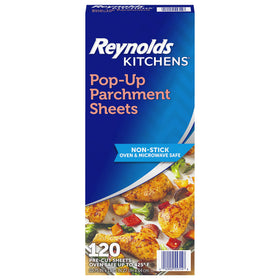 Reynolds Kitchens pop-up parchment sheets box ready for quick pan lining and cleanup