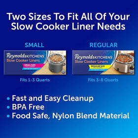 Liner being inserted into a 6-quart slow cooker for mess-free cooking