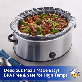 Liners designed to fit 3-8 quart cookers, ready for family meals