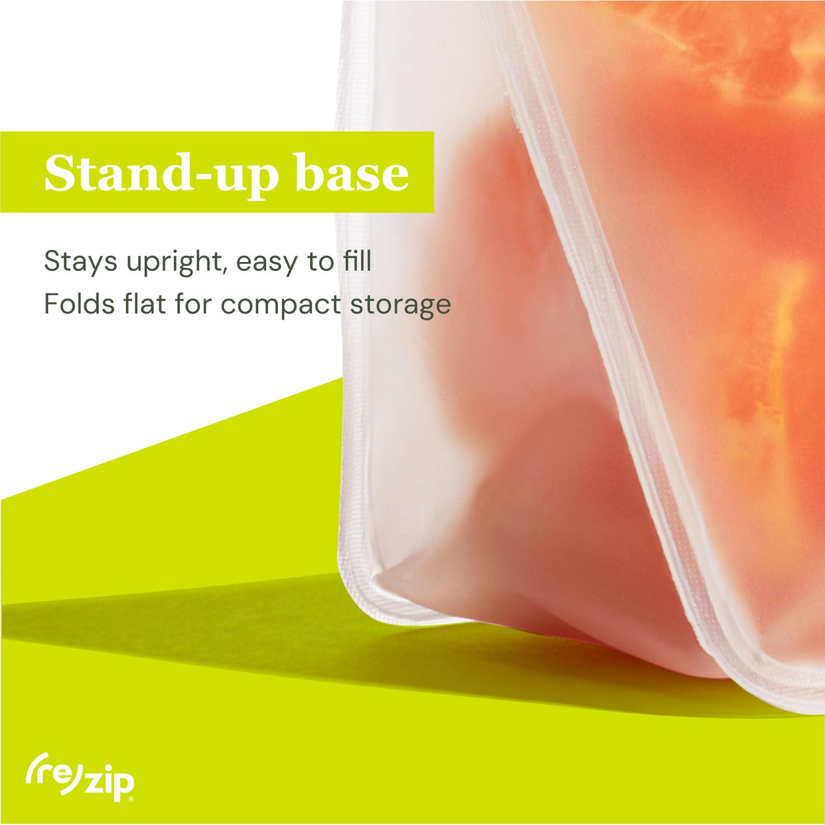 rezip dirt-resistant bags ready for quick wipe-down after snacks