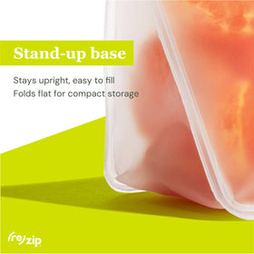 rezip dirt-resistant bags ready for quick wipe-down after snacks