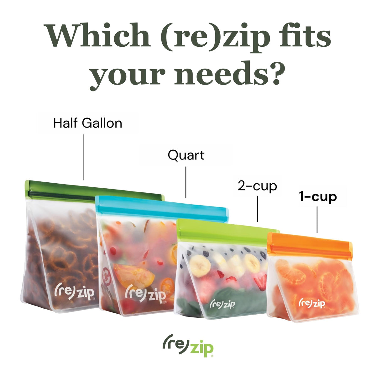 rezip jewel-tone bags organized in a lunchbox for easy access
