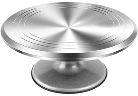 RFAQK 12-inch aluminum cake turntable with non-slip base for stable decorating.