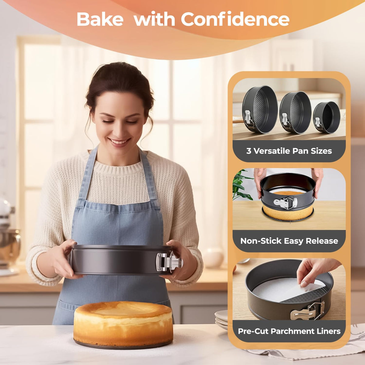 RFAQK 9 inch cake pan for large desserts and reliable release.