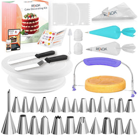 RFAQK cake turntable in action for smooth decorating and even icing.