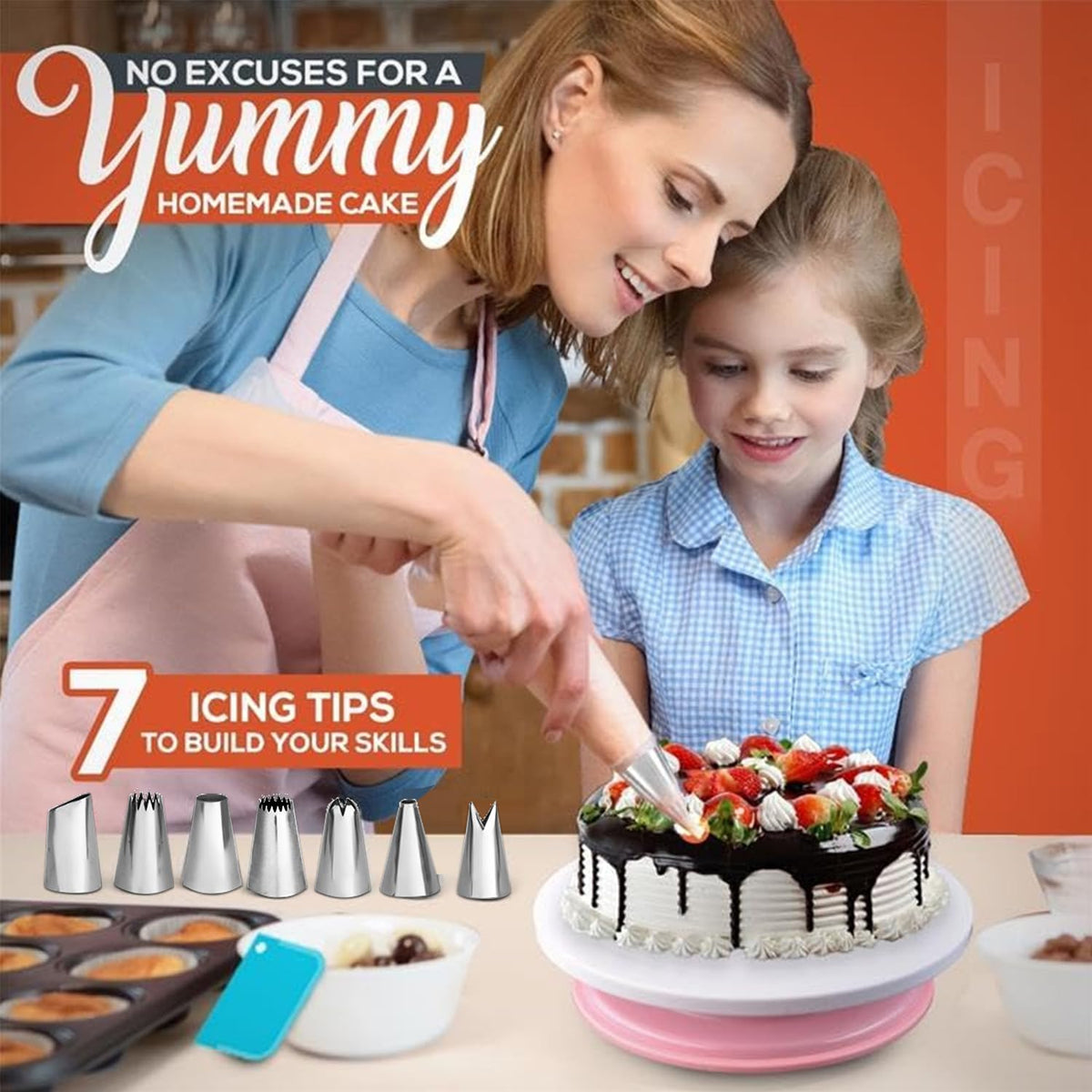RFAQK decorating tools kit with liners and bags for creative designs.