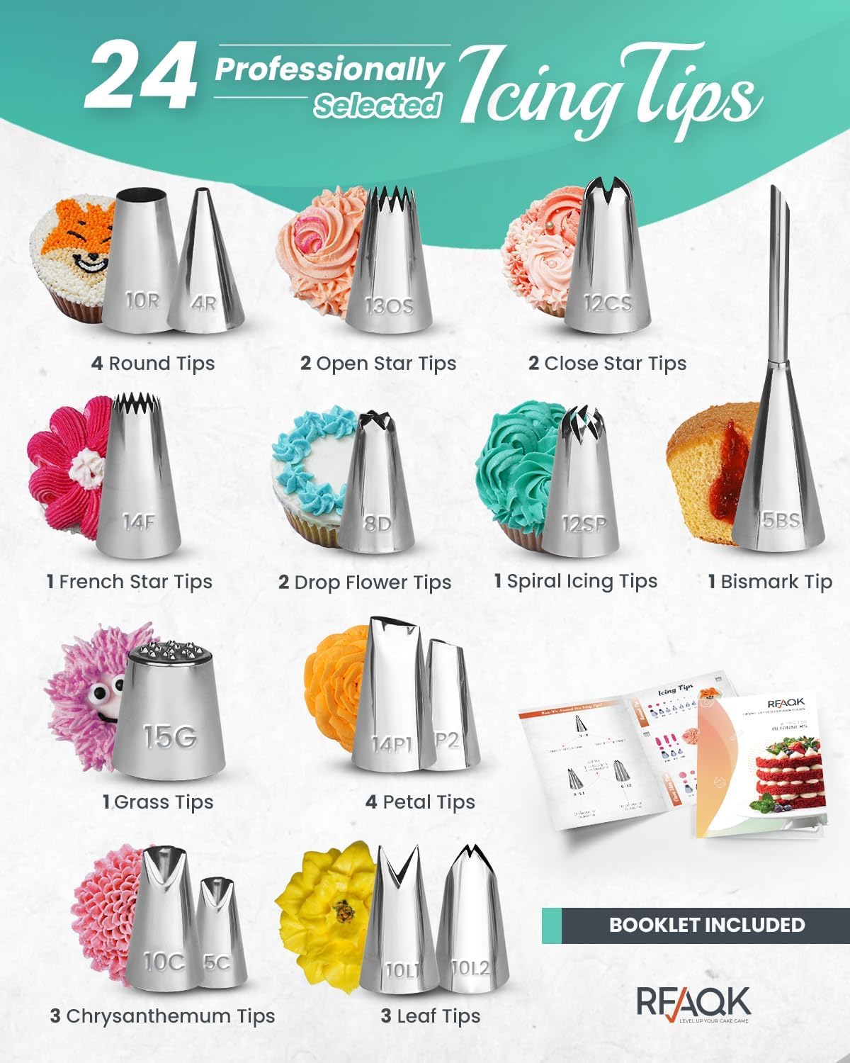 RFAQK straight and angled spatulas smooth and level icing.