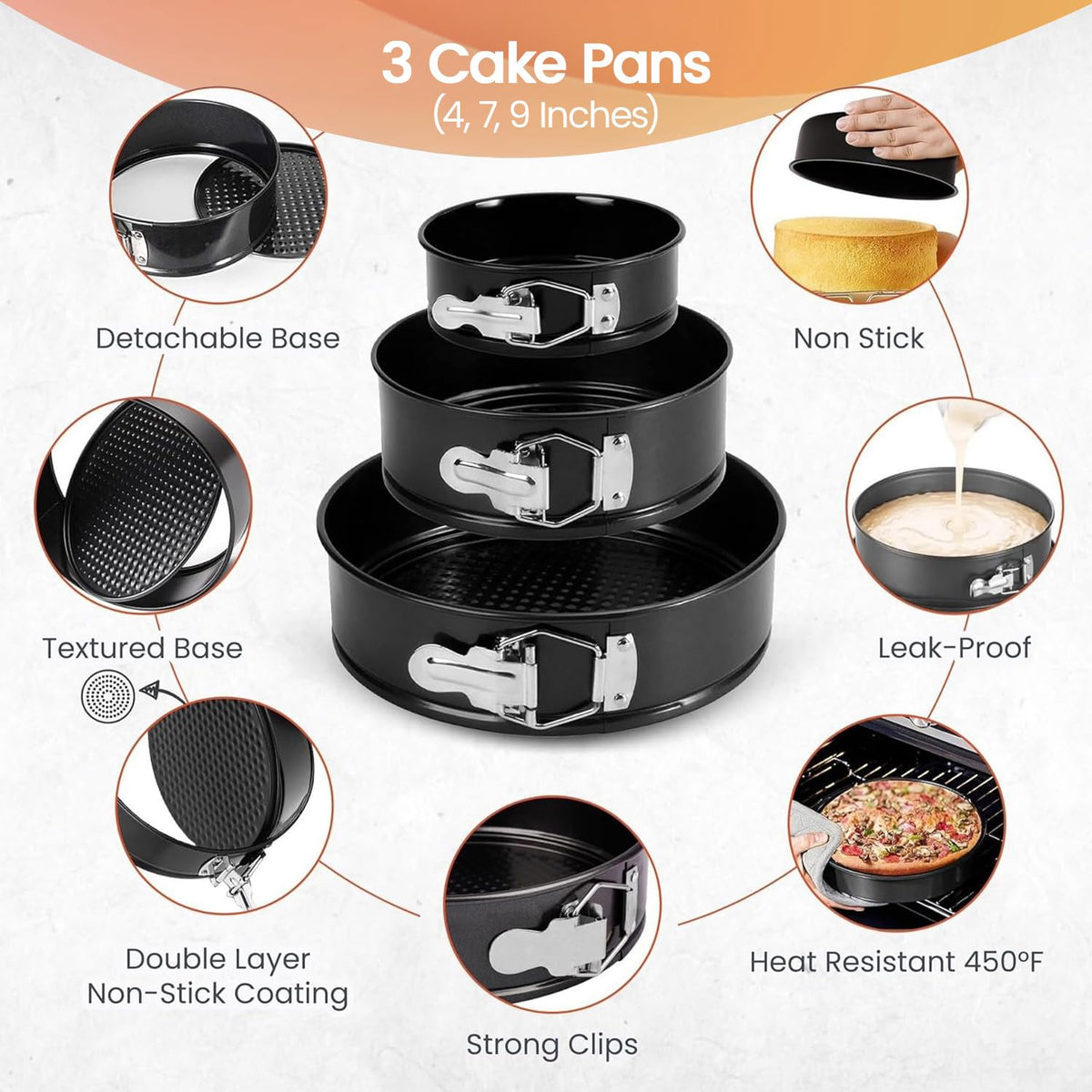 RFAQK three springform pans set for versatile bake and set recipes.