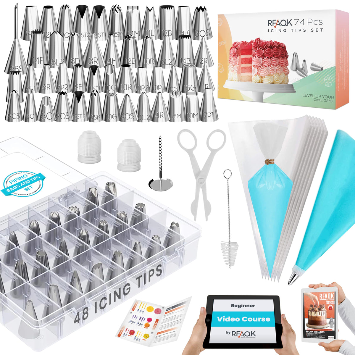 RFAQK 48 numbered icing tips for precise decorating