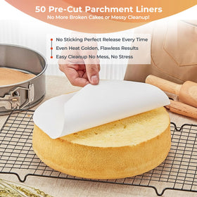 RFAQK parchment papers pack shows 50 pre-cut liners for easy prep