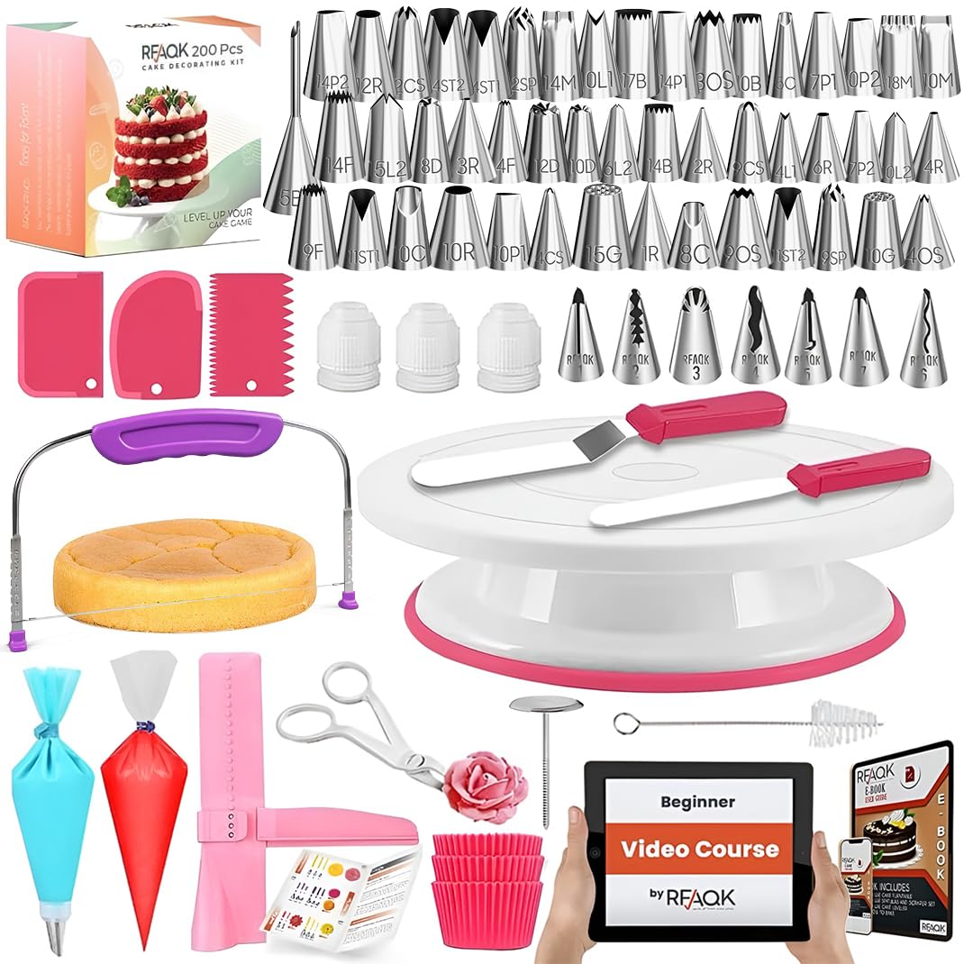 RFAQK cake turntable with 360-degree rotation for smooth decorating