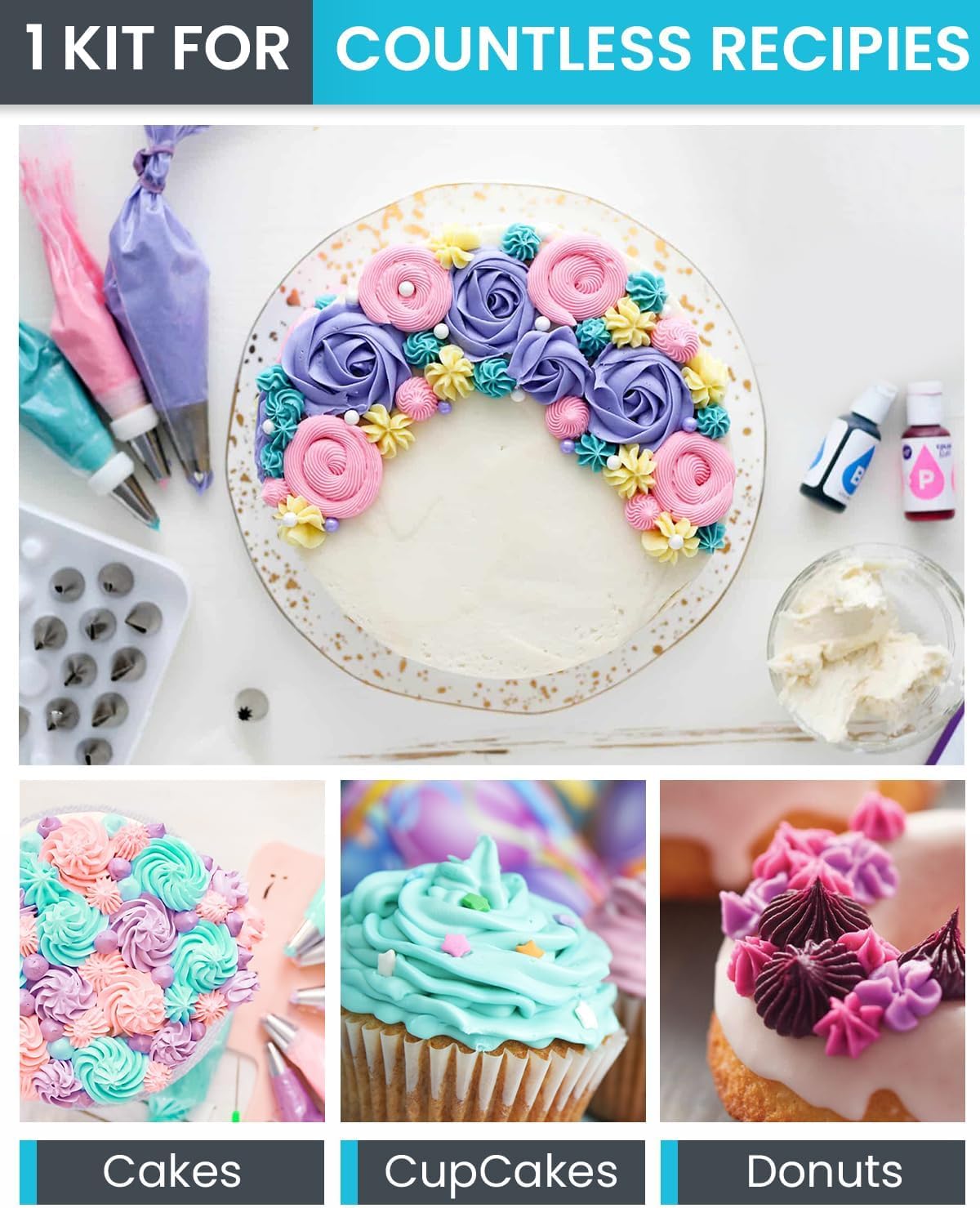 RFAQK flower nail and lifter for cake flower designs