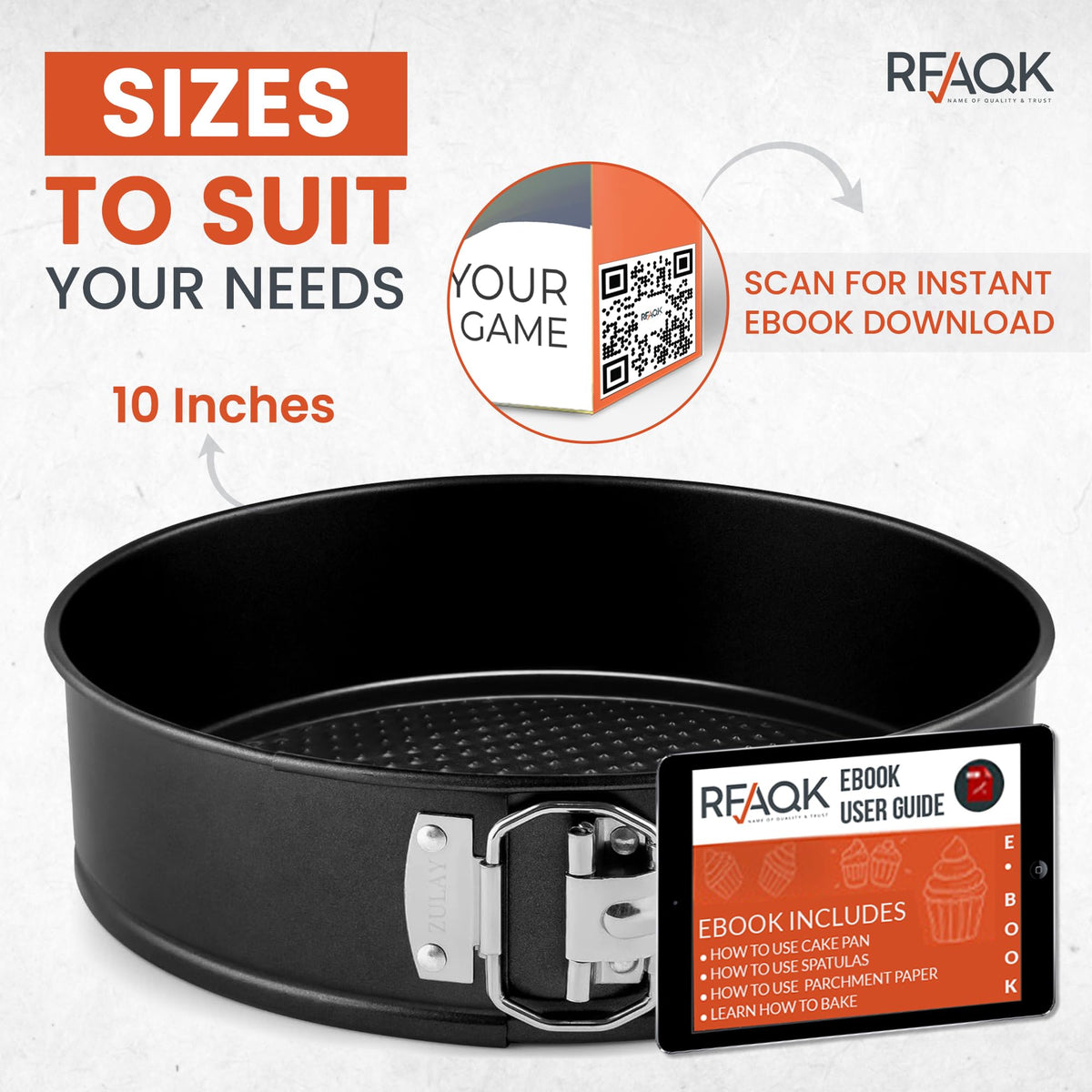 RFAQK nonstick coating provides quick cake release and cleanup.