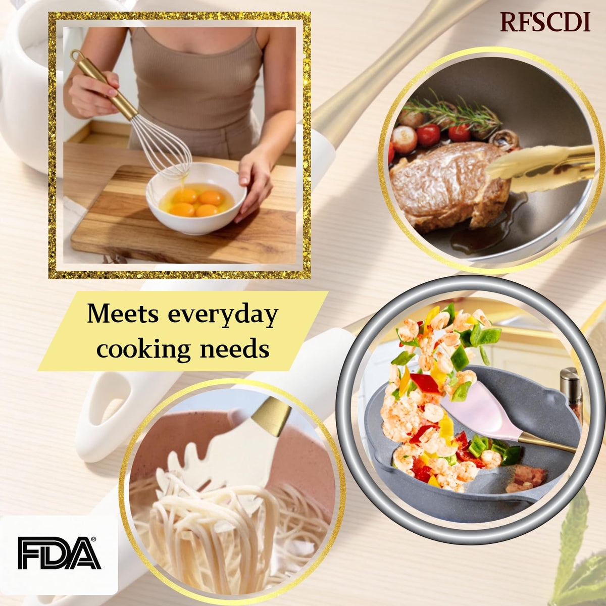 RFSCDI elegant white-gold silicone wall-mount storage keeps busy kitchen organized