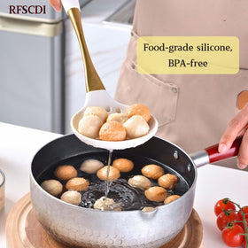 RFSCDI elegant white-gold silicone wok spatula for high-heat stir-fries