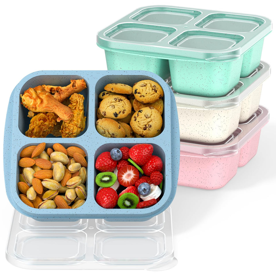 RGNEIN Bento four-compartment top view for organized kids’ snacks.