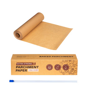 RGUNALS unbleached parchment paper roll with built-in mandrel for easy dispensing.