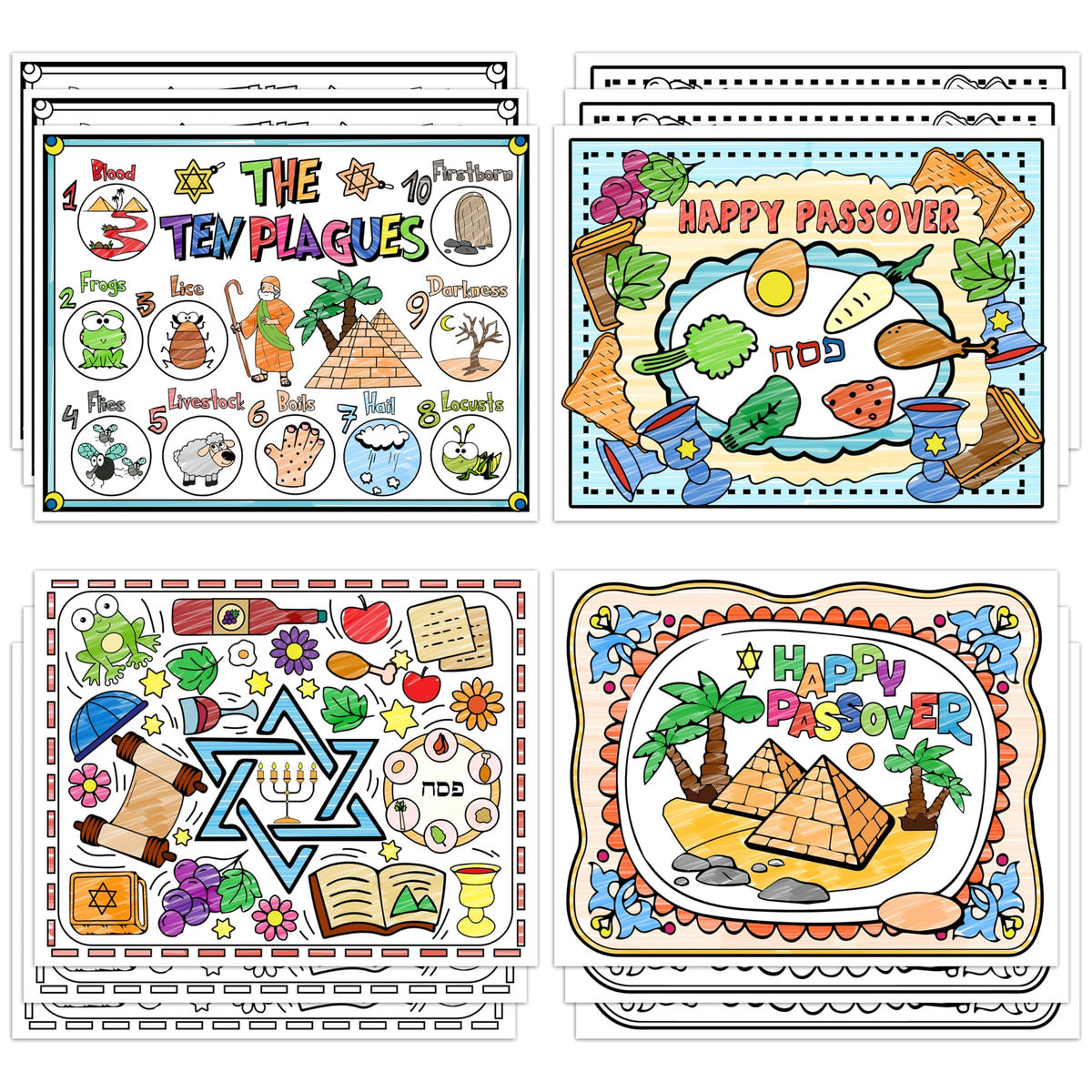 R HORSE First Holy Communion placemats with coloring designs for creative party activity.