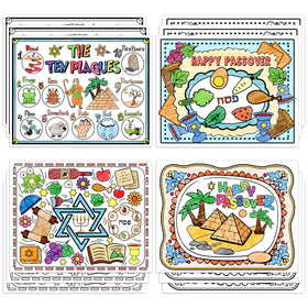 R HORSE First Holy Communion placemats with coloring designs for creative party activity.