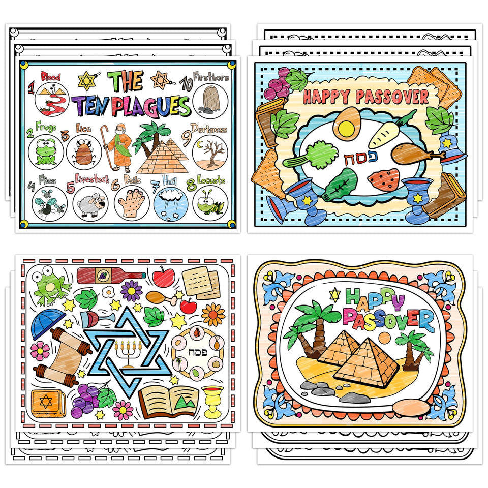 R HORSE First Holy Communion placemats with coloring designs for creative party activity.