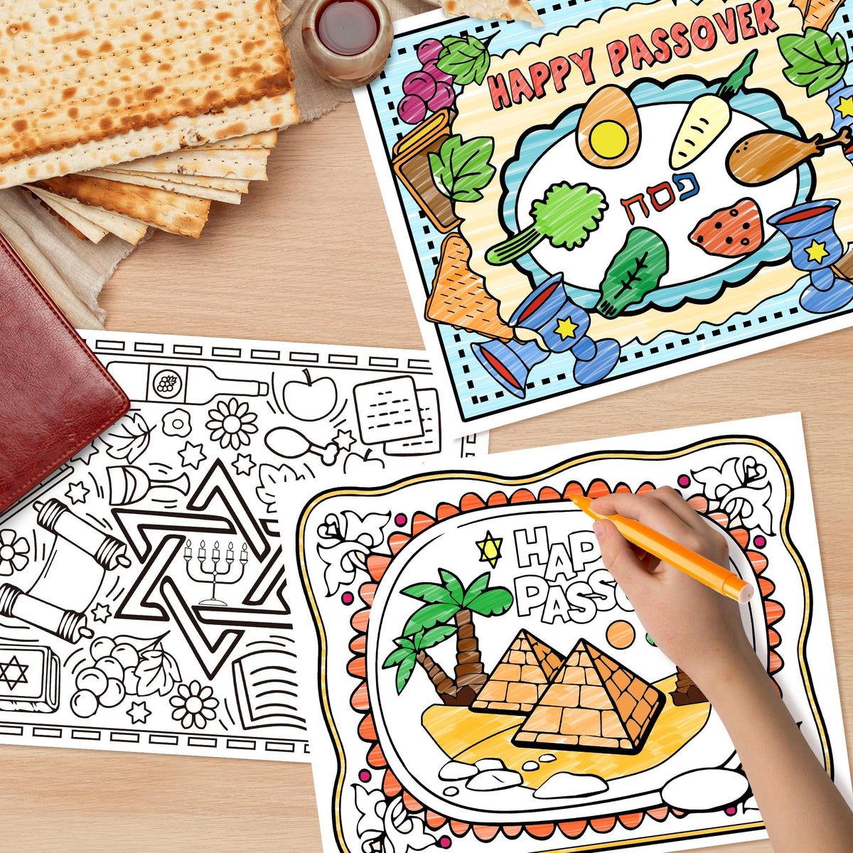 R HORSE placemats showing varied First Holy Communion elements for learning and fun.