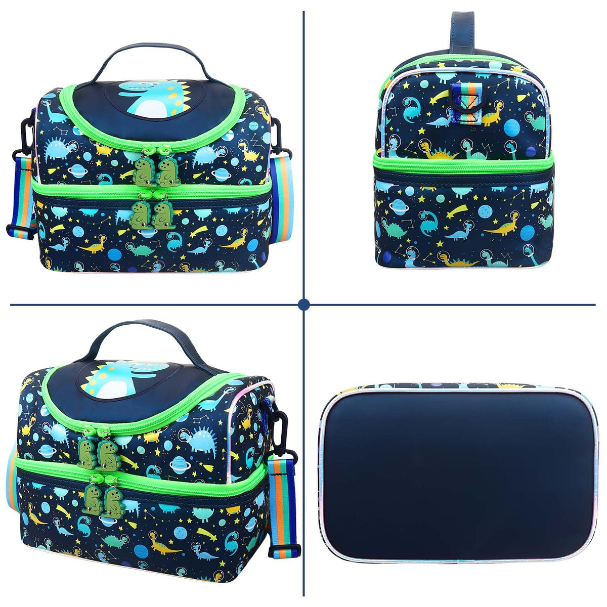 Durable handle and strap provide versatile carrying options on the go.